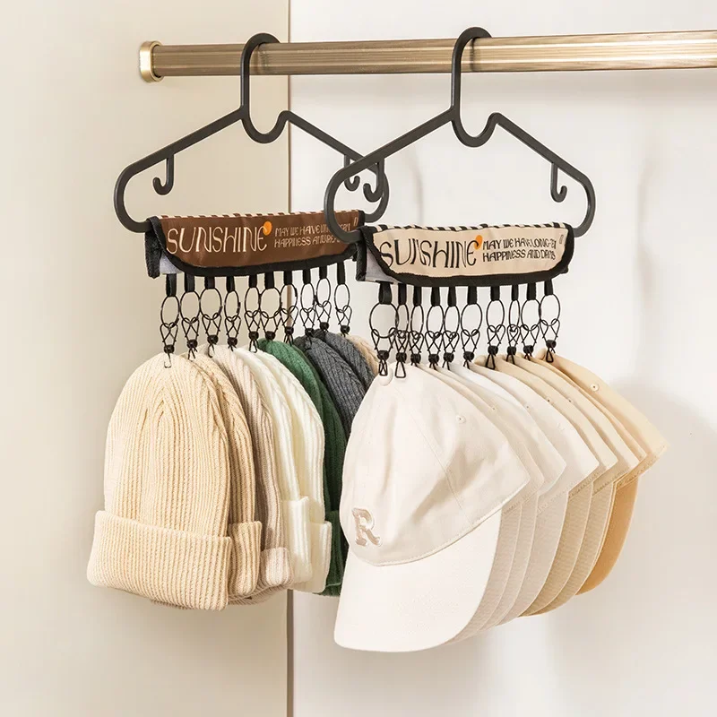 

10 Clips Hats Socks Organizer Rack Hanging Peaked Cap Scarf Storage Rack Hanger Multifunctional Closet Wardrobe Storage Holder