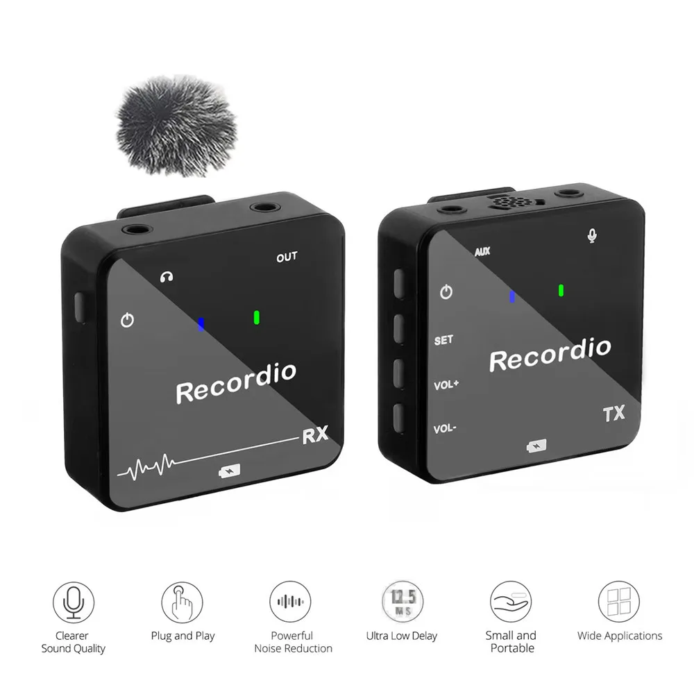 Wireless Lavalier Microphone with Transmitter Receiver Clip-on Mini Mic for Smartphone DSLR Camera DV Vlog Recording | Электроника
