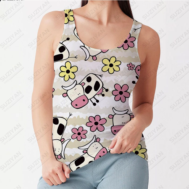

Women's Sleeveless Casual Tight Sexy Tank Top Hot Selling in Summer Breathable Temperament Simple 3D Printing Comfortable Top