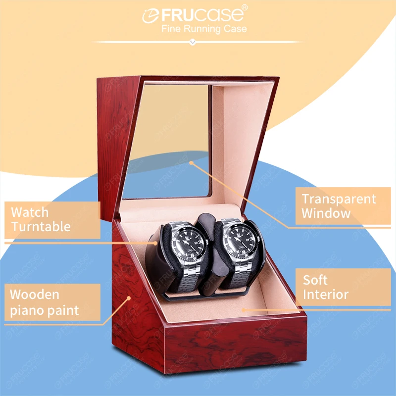 Double Watch Winder Automatic Watches Watch Box USB Charging 2+0 Battery Option FRUCASE