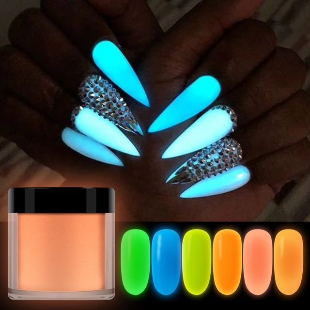10ML Glow In The Dark Acrylic Powder Luminous Nail Dip Powder Glitter Neon  Pigment Dust For