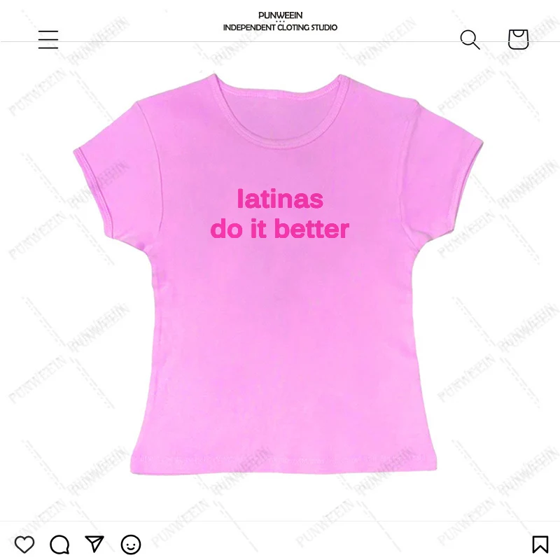 latinas do it better print T-shirt Cute Women\'s Short sleeve Crop Tops Harajuku Goth Baby Tees Retro Latin Female Sexy Y2K Tops