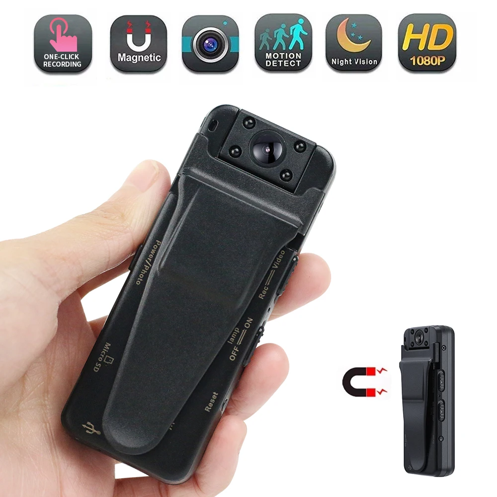 디지털 미니 DVR 소형 DV 캠코더 마이크로 카메라, 웨어러블 바디 카메라, 지지대 최대 256GB 장비, HD 1080P