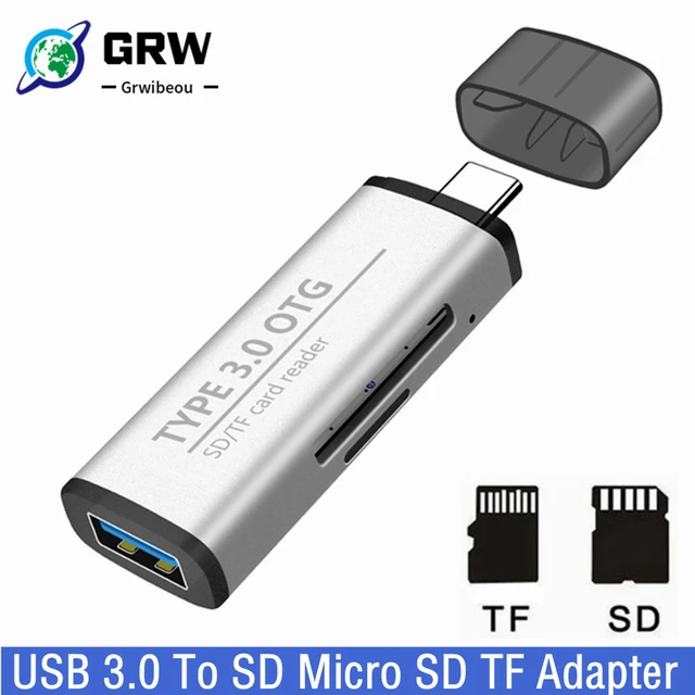 Card Reader USB 3.0 SD/Micro SD TF OTG Smart Memory Card Reader Type C USB-C  Adapter for Phone Laptop, 1PC/2PCS