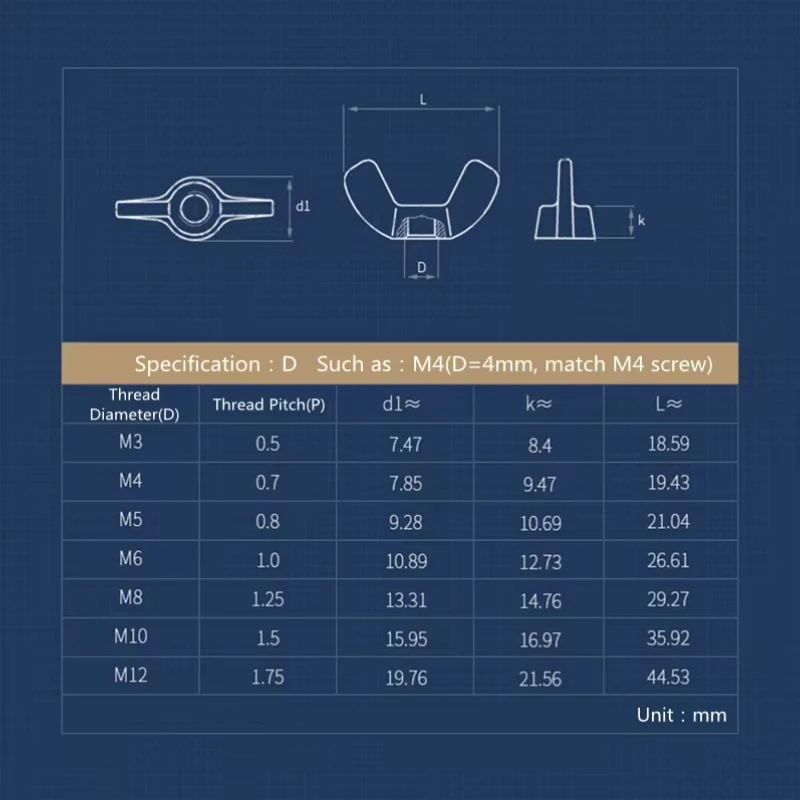 Description Picture 2 of itemGB62 Brass Butterfly Copper Nut M3 M4 M5 M6 M8 M10 M12 M14 Hand Tightened Wing Nut Big Ear