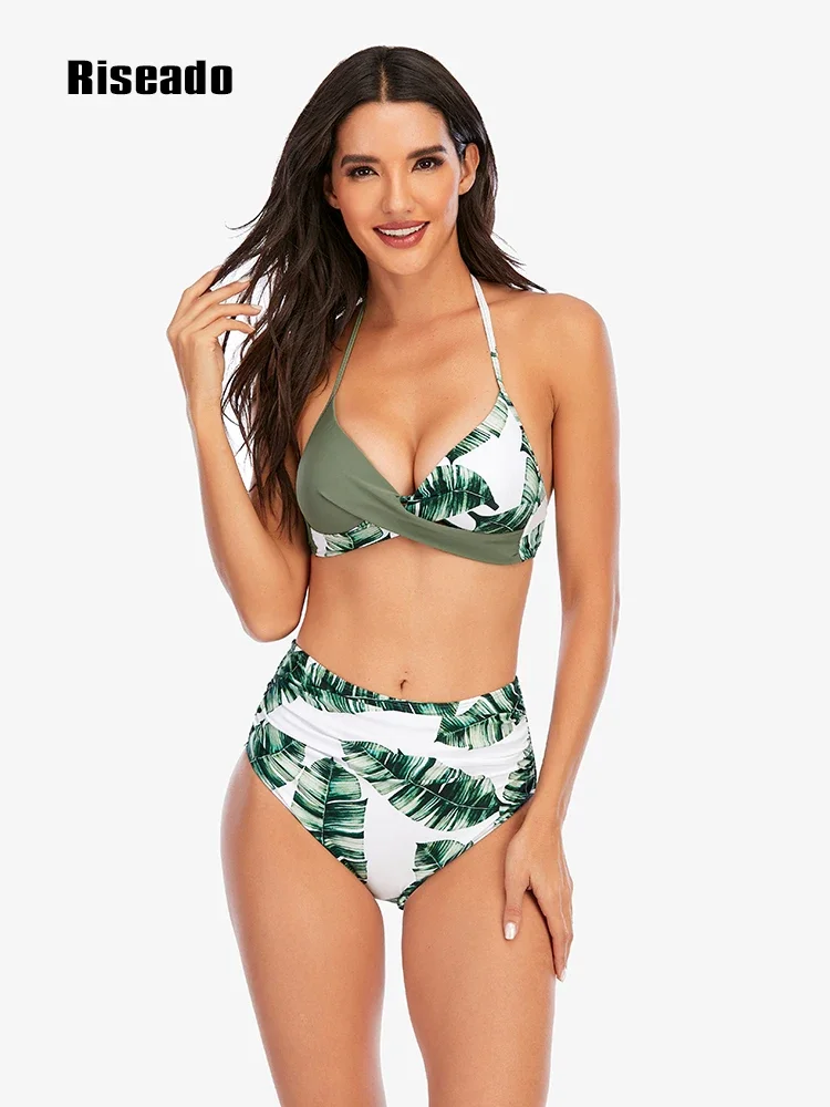 Riseado 2023 Bikinis Push Up Swimwear High Waist Swimsuit Woman Bikini Set Leaf Print Bathing Suit Beachwear Summer Bath Suit