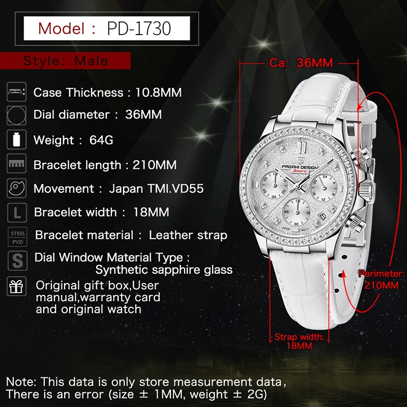 NEW 2022 PAGANI Design Women's Fashion Quartz Wrist watch TOP Brand Sapphire Stainless Steel Noble Chronograph Relogio Feminino