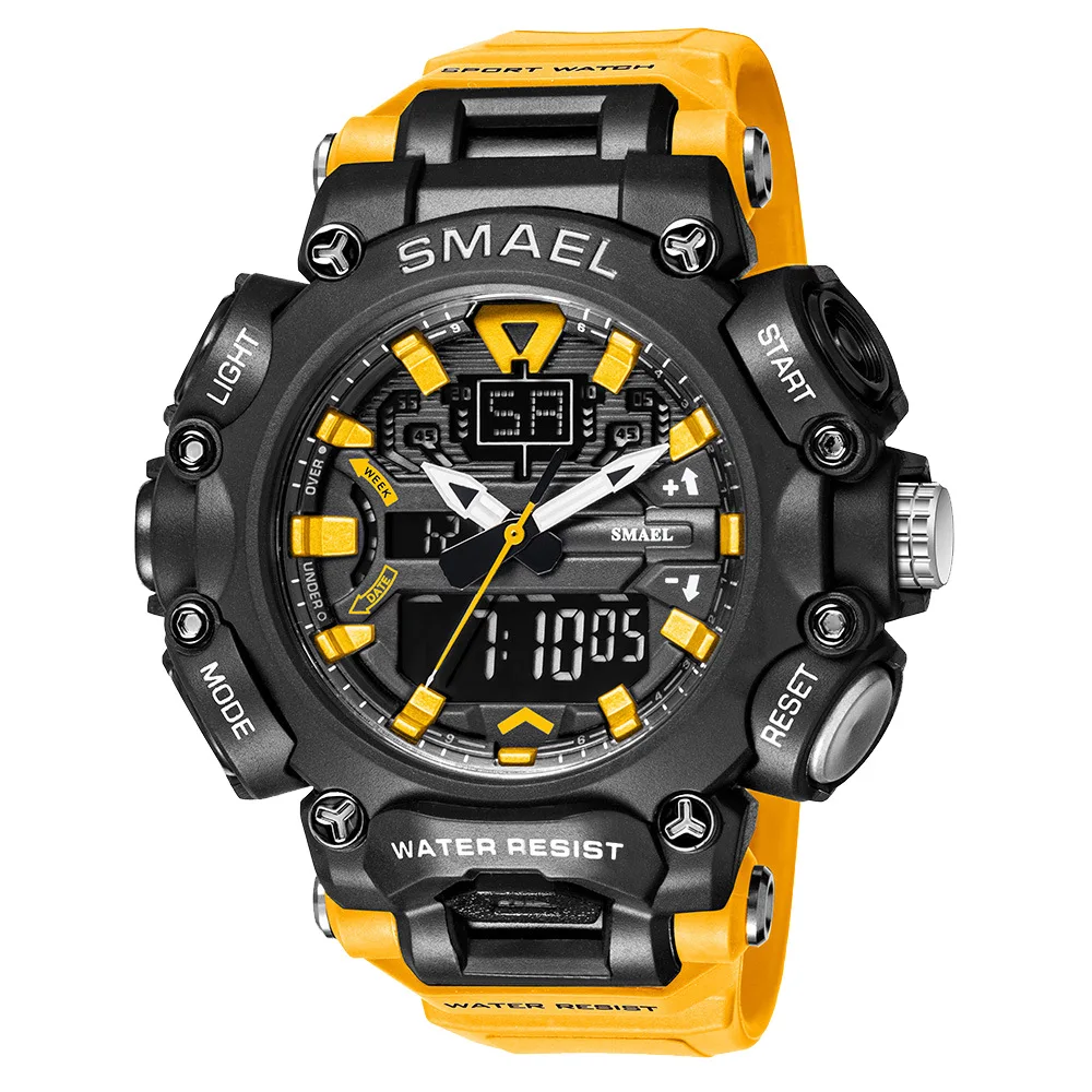 SMAEL 8053 Men Electronic Watch Sport Cool Black Digital Analog Display Silicone Strap Military Wristwatches for Male Clock 6