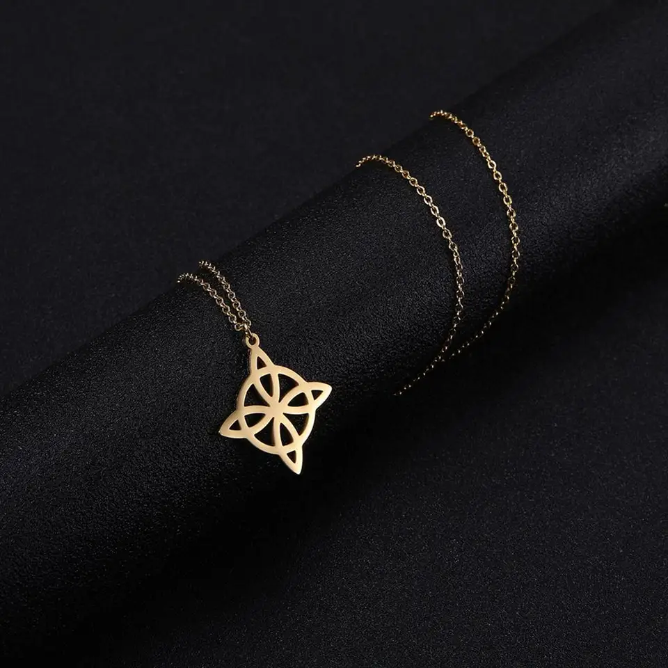 Stainless Steel Necklace Dreamtimes Witches Knot Necklace - Celtic Triquetra Pendant Stainless Steel Amulet Jewelry Witch Earrings