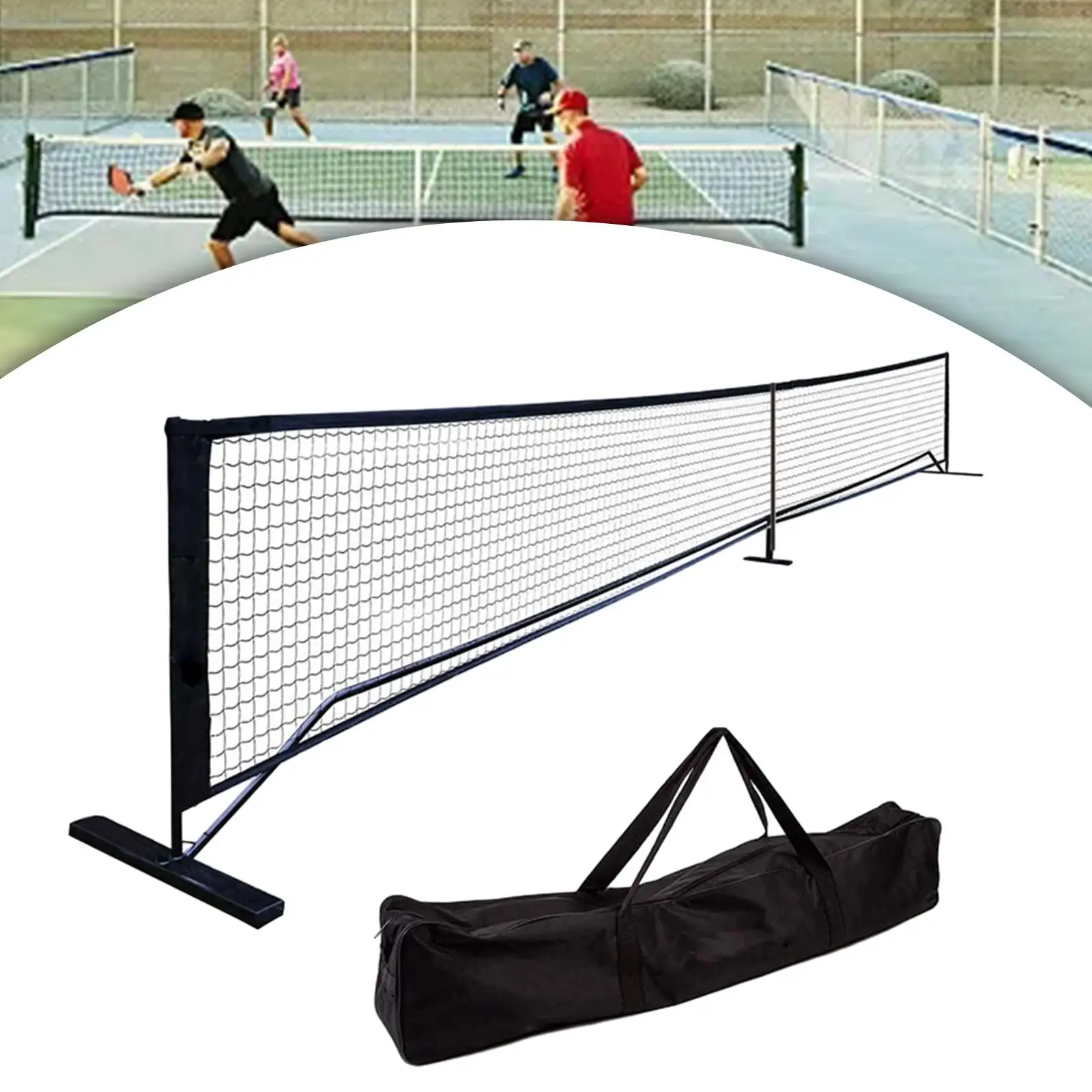 

Pickleball Net Set Easy Setup Metal Frame Stand Black with Bag Beach 263.78inchx35.83inch Training Beginners Driveway Matches