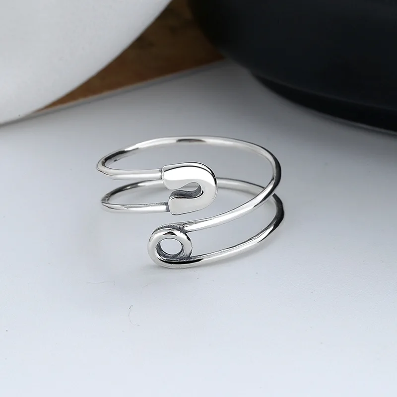 925 Sterling Silver Rings retro personality paper clip Opening Rings For Women Wedding Party Fine Jewelry DA2587