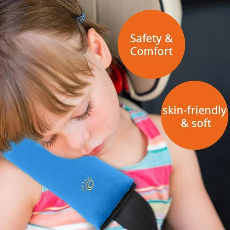 Washable Micro Suede Car Safety Belt Pillow For Kids