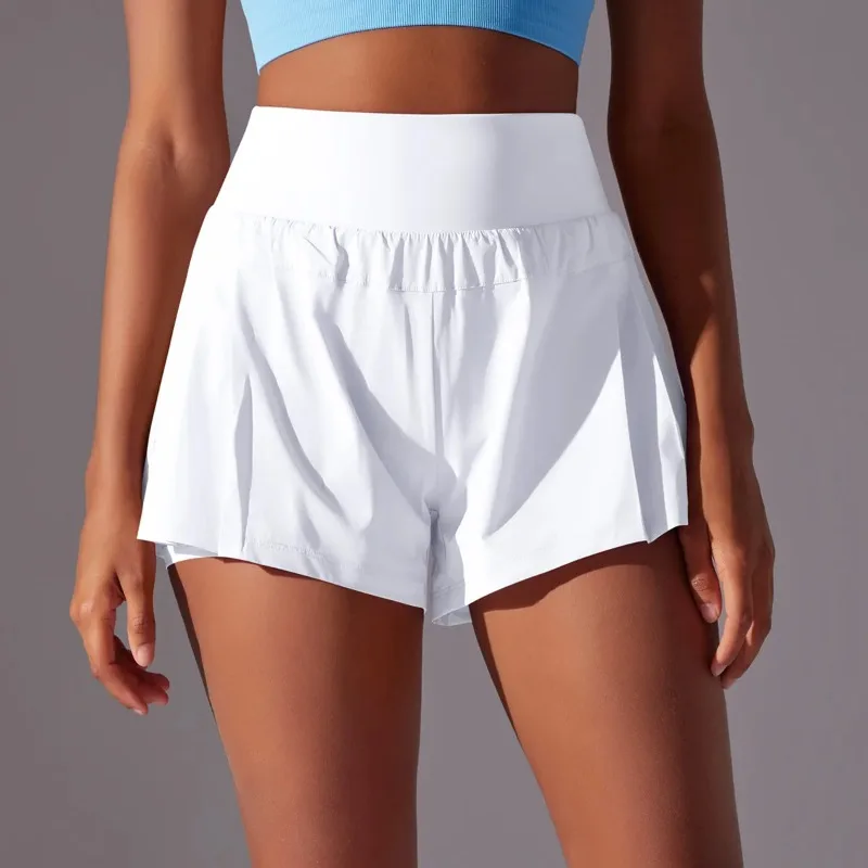 Women's High Waist Gym Running Shorts Breathable Anti-Shine Double Side Casual Athletic Fitness Tennis Sweat Pant