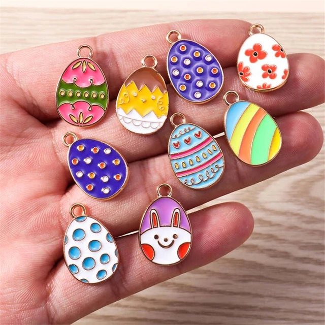 10pcs Kawaii Enamel Easter Egg Charms for Jewelry Making Drop Earrings  Pendant Bracelet Necklace Accessories DIY