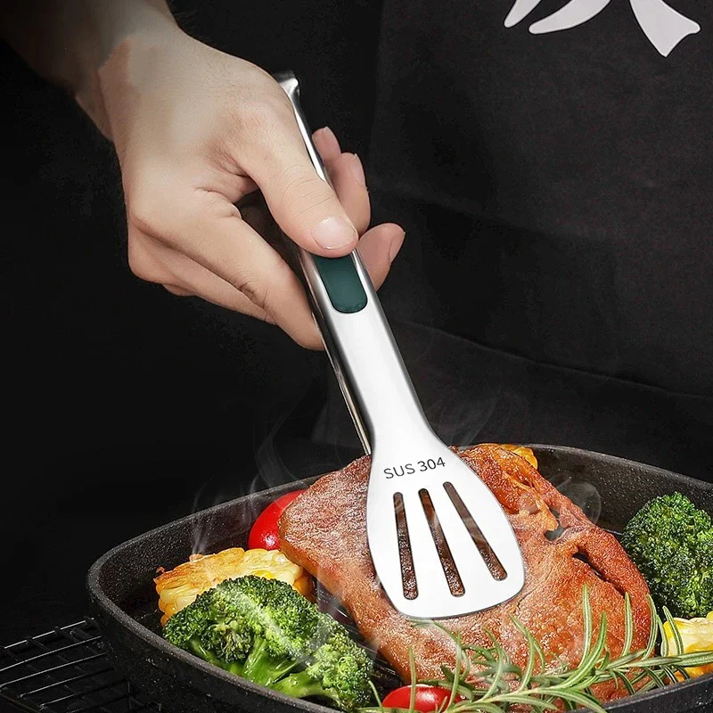 Food Tongs 304 Stainless Steel Kitchen Tongs Non-slip Handle BBQ Meat Clips Grilling Accessories Salad Bread Clamp Tool