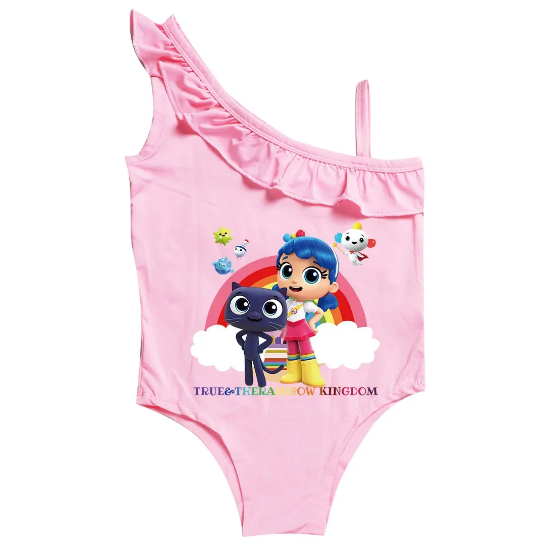 2-10Y Girls Swimsuit Cartoon True and The Rainbow Kingdom One Piece Sleeveless Swimming Outfit