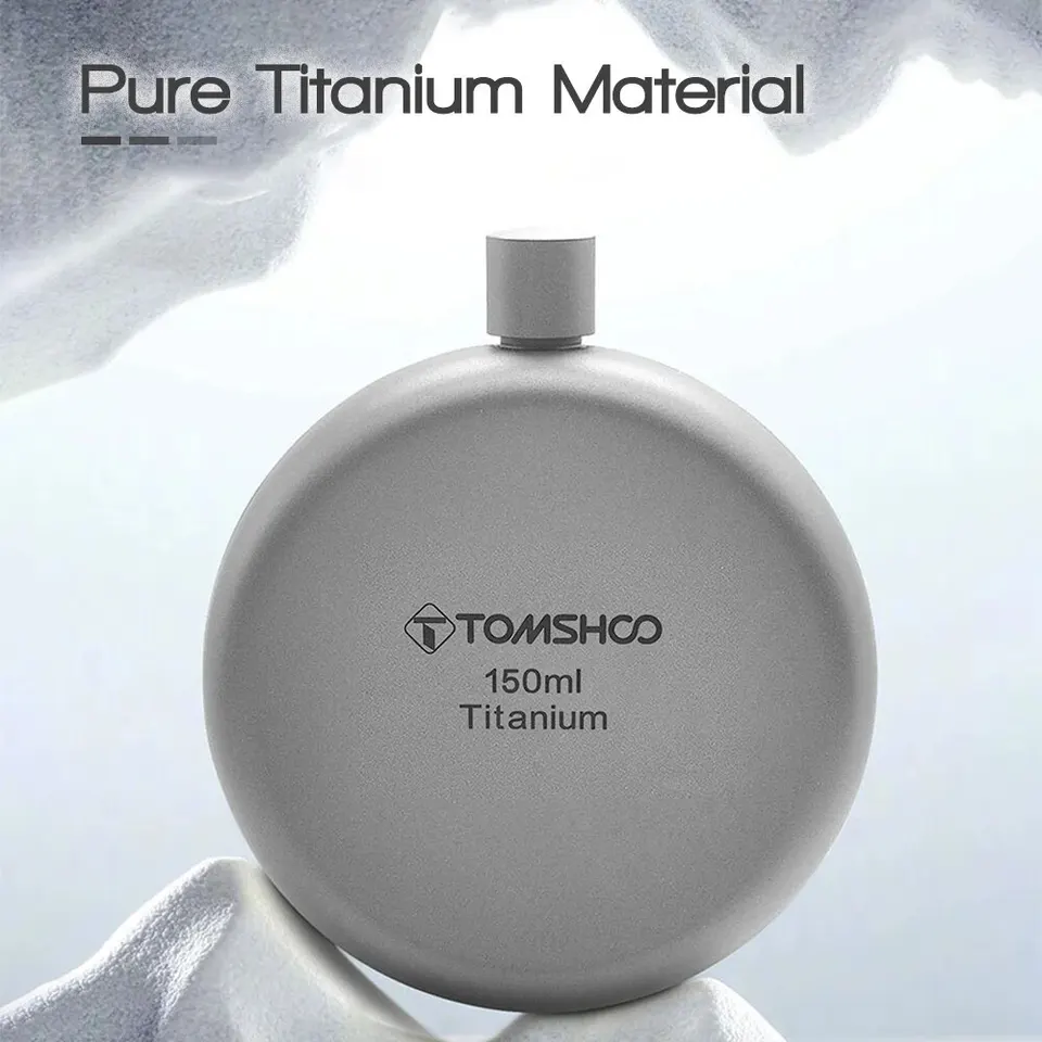 Tomshoo 150ml/180ml Titanium With Funnel Alcohol Whisky Wine Flask For Outdoor Camping Hiking Backpacking Travel Picnic_voghion.com