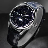 Sugess Moonphase Watch of Men 40mm Automatic Mechanical Wristwatches Seagul ST2528 Movement Stainless Steel Blue Sandstone Dial 5