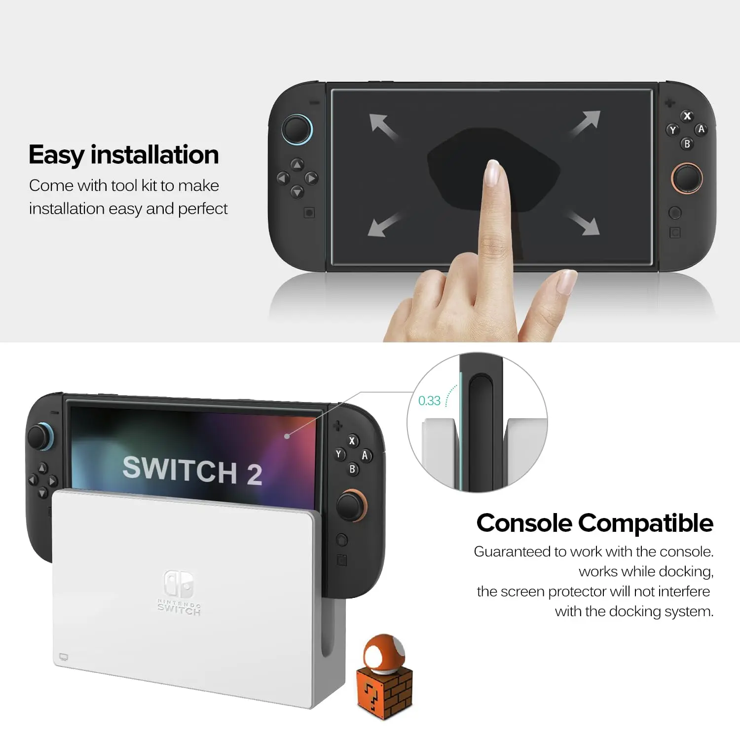 Tempered Glass Screen Protector for Nintendo Switch Transparent HD Anti Scratch