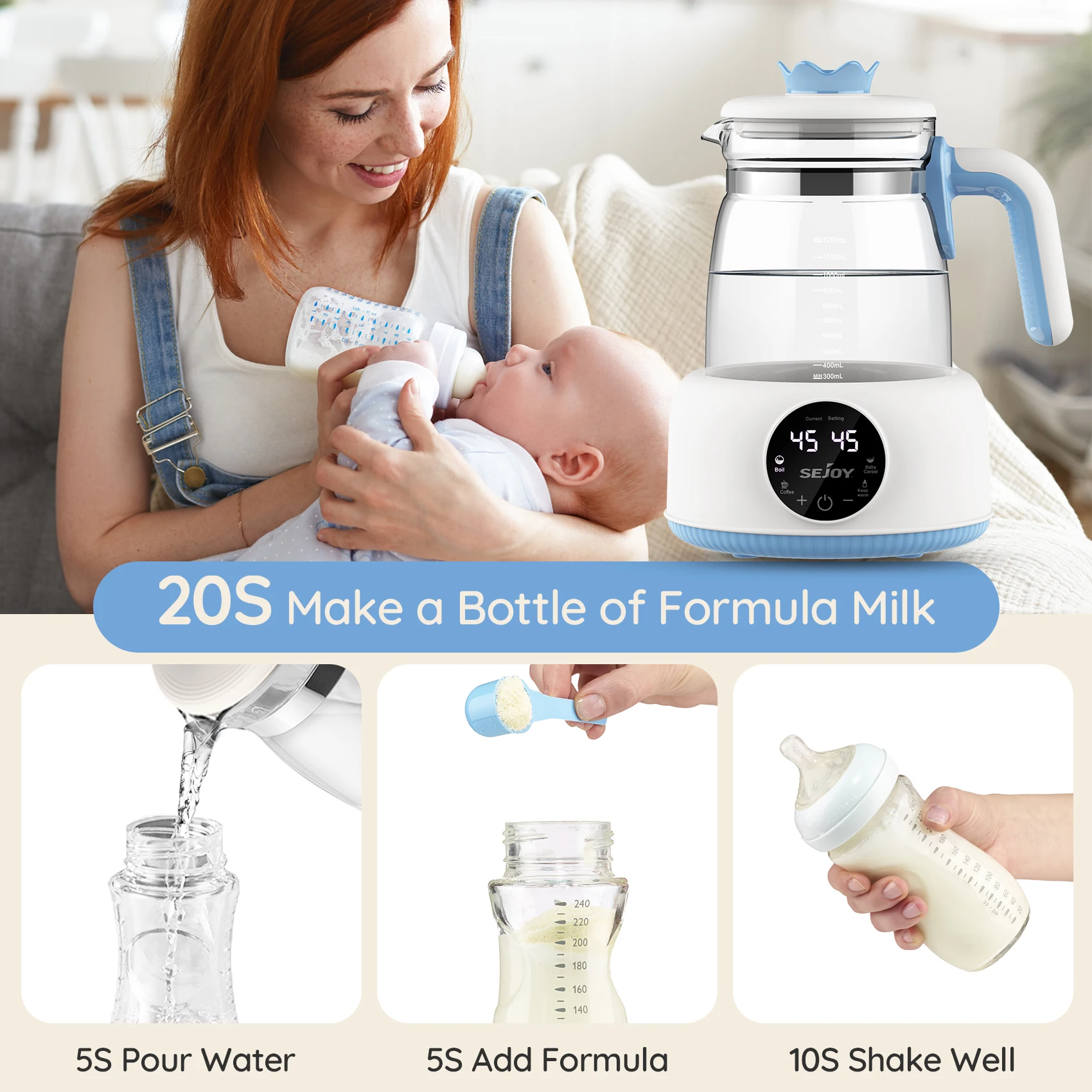 Electric Baby Formula Kettle Milk Warmer 800W