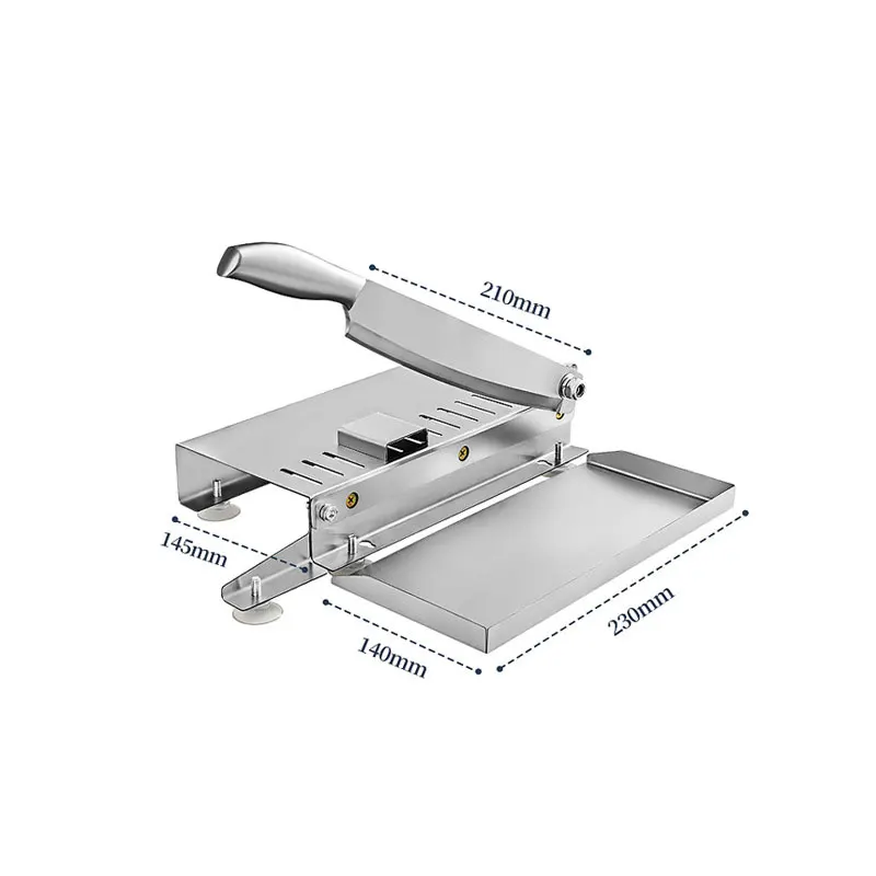 Manual Meat Slicer Cutter Chicken Cutter Stainless Steel Machine for Lamb Chops Beef Fish Vegetable Meat Chopper, Size: 12.96 x 6.69, Silver