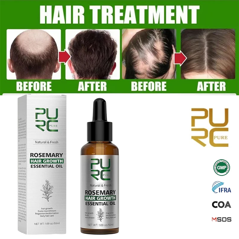 

PURC Rosemary Oil Hair Growth For Men Women Fast Grow Products Essential Oils Ginger Hair Loss Scalp Treatment Thicker Hair Care