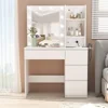 Makeup Vanity with Lights, 37inch Vanity Desk with Power Strip, 4 Drawers Makeup Table with Lighted Mirror, 3 Lighting Colors 1