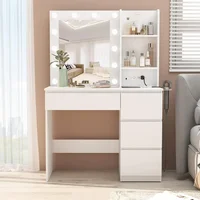 Makeup Vanity with Lights, 37inch Vanity Desk with Power Strip, 4 Drawers Makeup Table with Lighted Mirror, 3 Lighting Colors 1