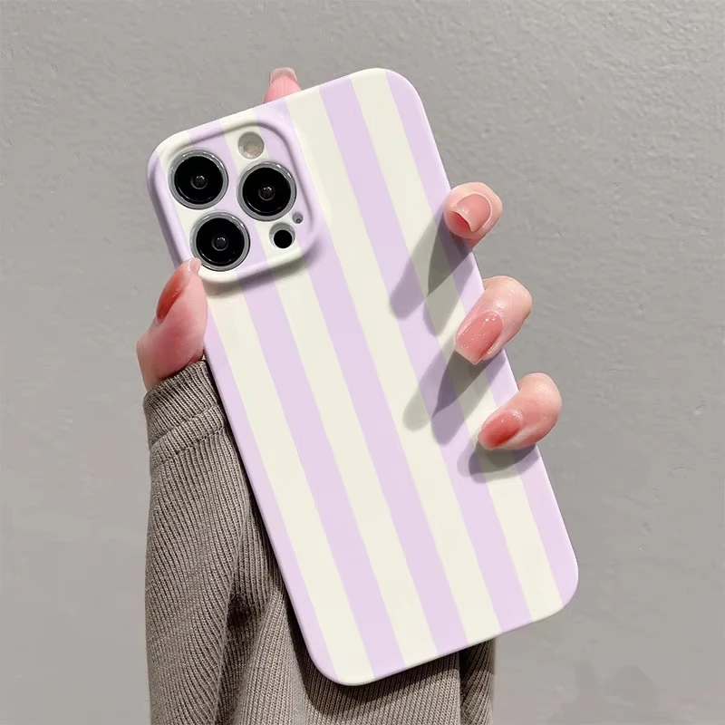 LALA Pastel Purple Stripe Glossy Film Phone Case