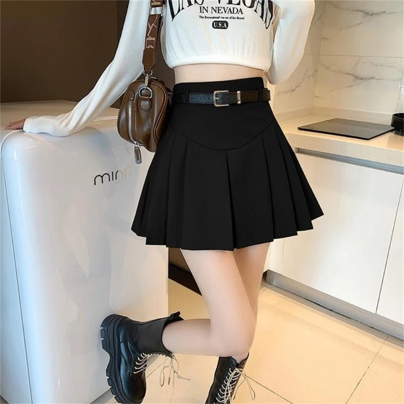 

Pleated Skirt with Removable Belt A Line Mini Dress A Must Have for Fashion Forward Ladies