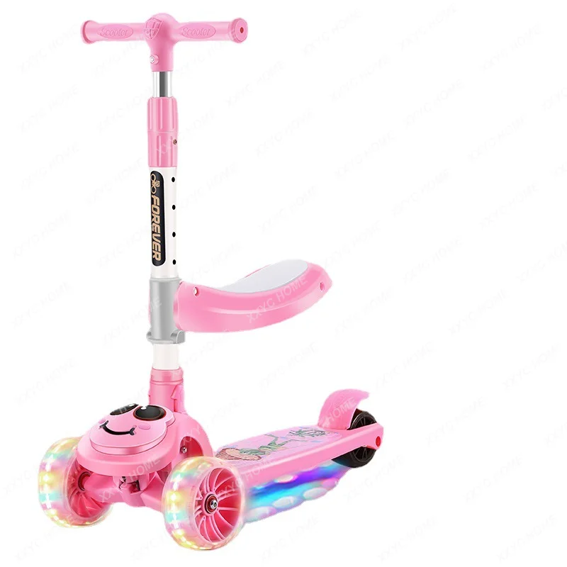 

Children's Scooter Can Sit Two-in-One Baby 1-8 Years Old Music Wide Wheel Flash Folding Seat