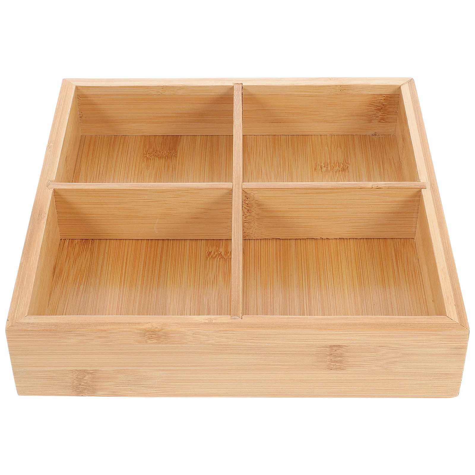 

Angoily Divided Serving Tray Wooden Square 4 Compartments Serving Platter Sushi Plate Nut Candy Snack Storage Trays Ottoman Tray