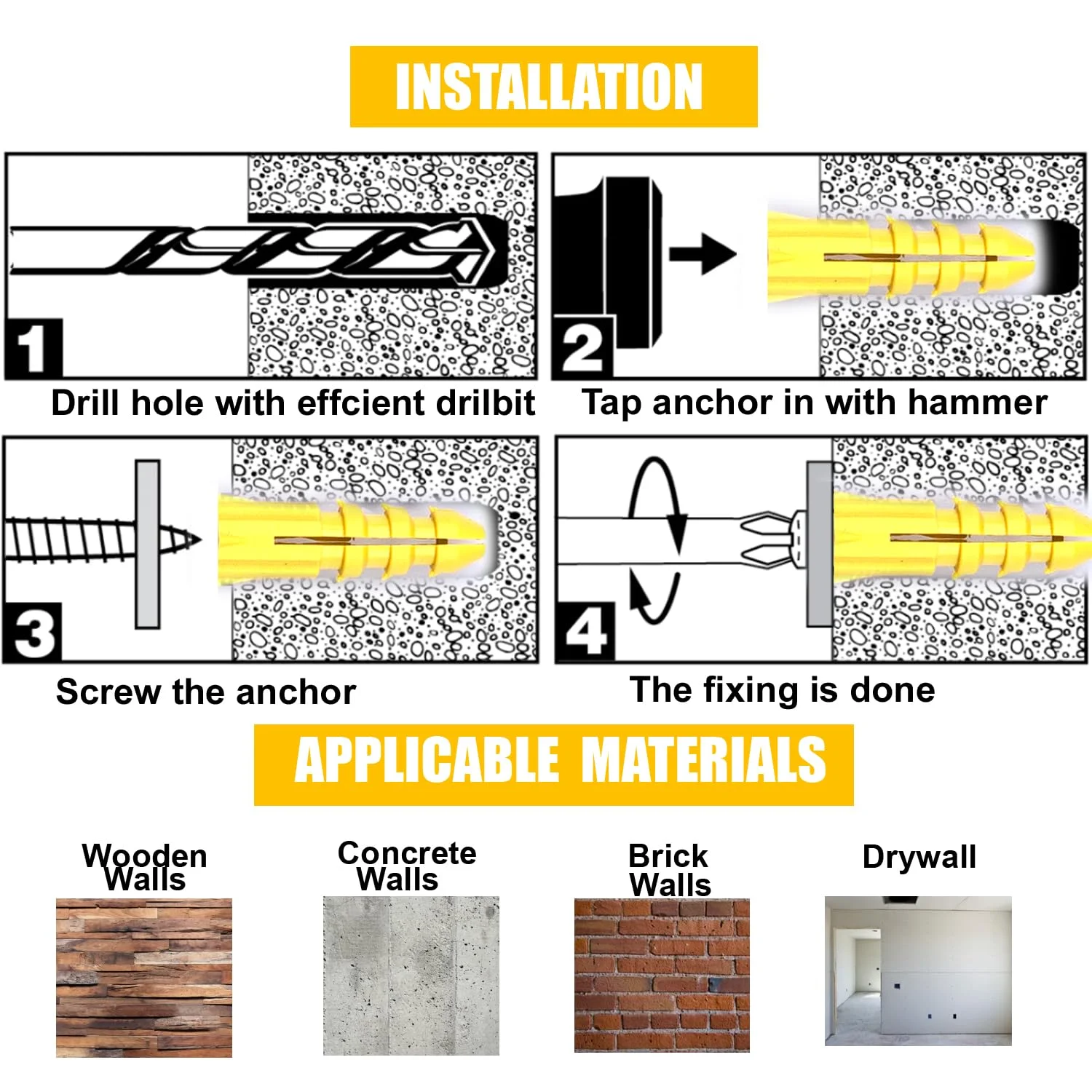 340-Piece Drywall Anchors and Screws Combo Pack 170 Plastic Wall Anchors and 170 Screws Organizer Box Included drywall anchor kit drywall anchor plastic wall anchor