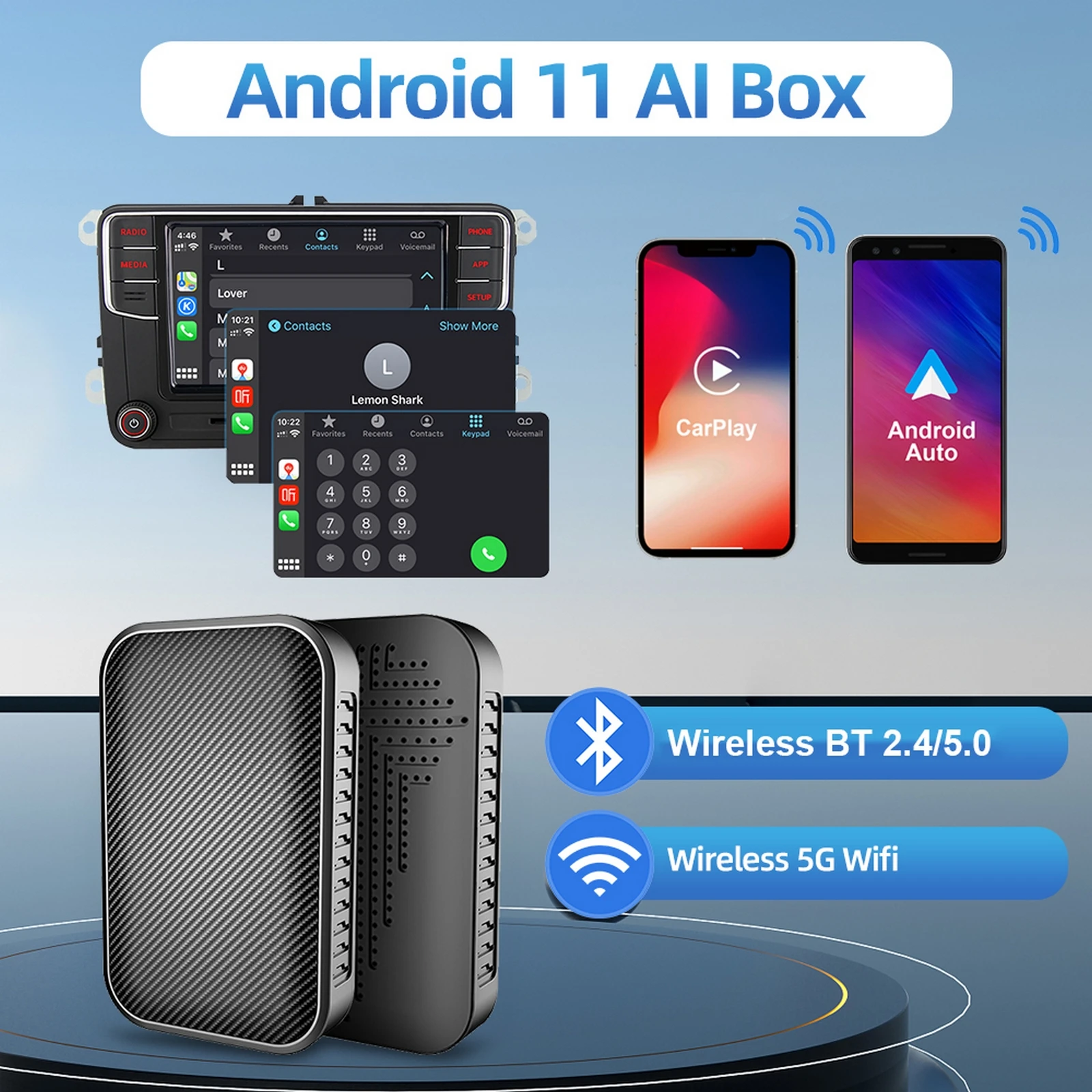 8Gb Wireless Android Auto Adapter Wireless Apple Carplay Ai Box Per Ios Phone Android Phone Car Smart Box Android 11