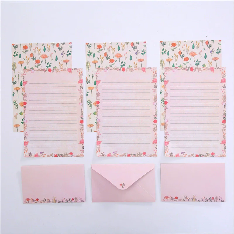 9pcs/set Paper Envelopes with Letter Pads DIY Postcard Invitation Cards