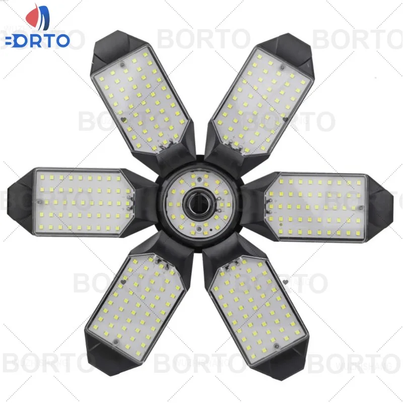 100W 12000LM 6 Leaf LED Garage Light Adjustable Deformable Bulbs for Store Warehouse Workshop Lighting