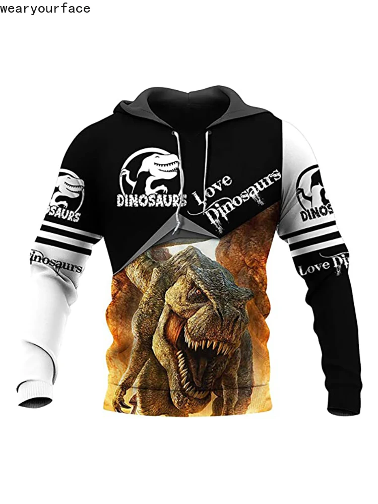 

Love Dinosaur Hoodies 3D All Over Printed Crewneck Sweatshirts Pocket Hoody Sport Casual Streetwear Men Unisex Clothing