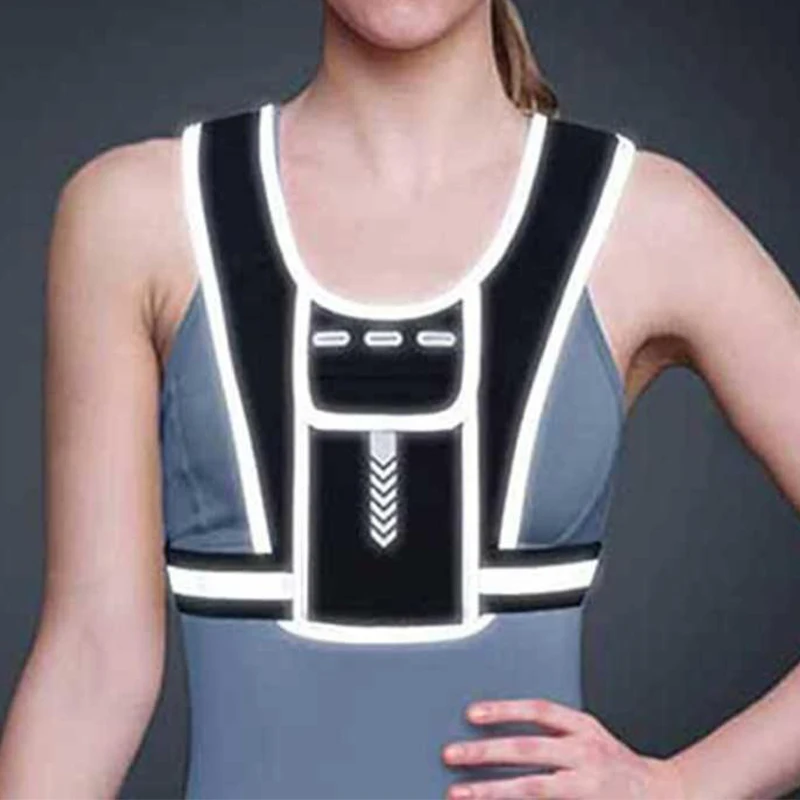 Reflective safety vest Running Backpack Reflective Vest Package Multifunctional Sports Phone Chest Pack Lightweight for Outdoor Sports Cycling Climbing