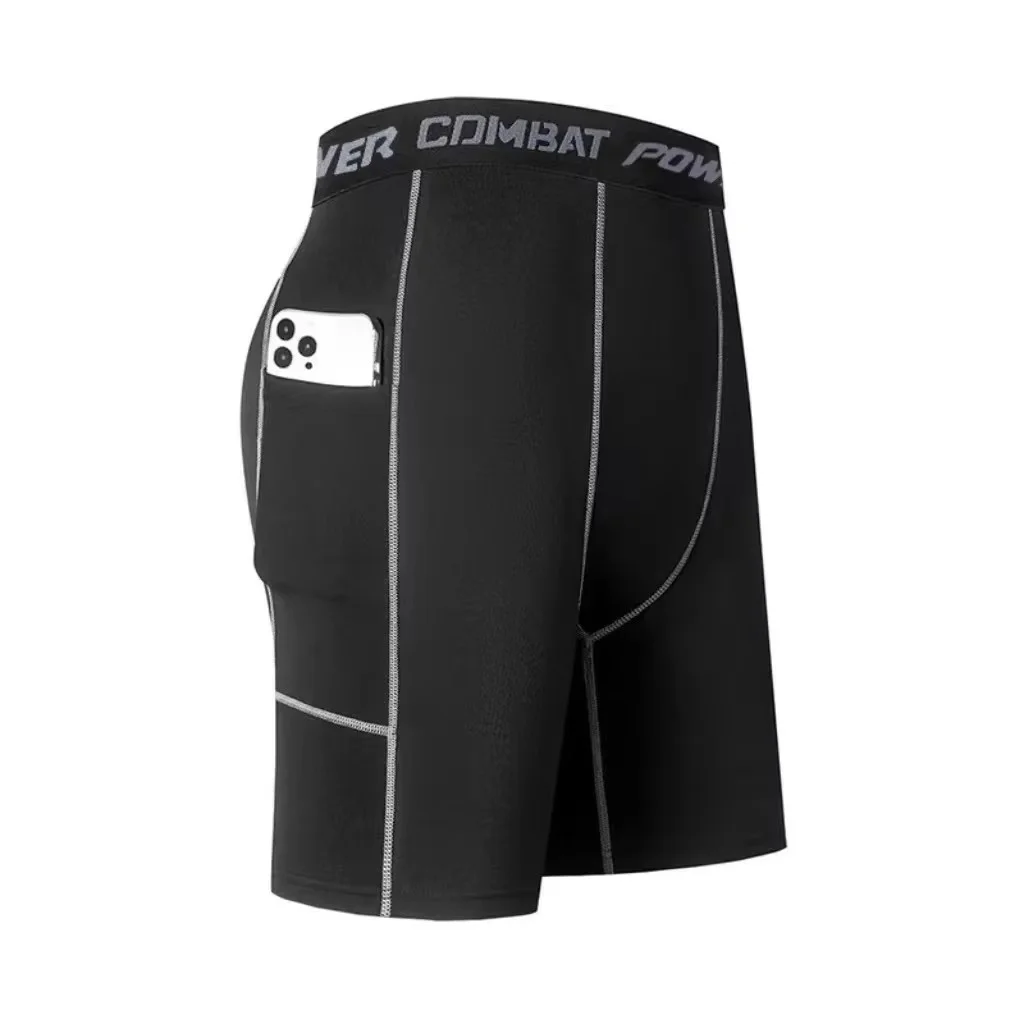 Men's Compression Shorts with Pocket Quick Dry Breathable Stretchy Base Layer for Sports Gym 1 Article
