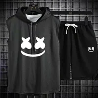 Ensemble deux pièces de marque d'été pour hommes, t-shirt et Short décontractés, costume de sport pour hommes, mode, survêtement à manches courtes, T-shirt à capuche 4