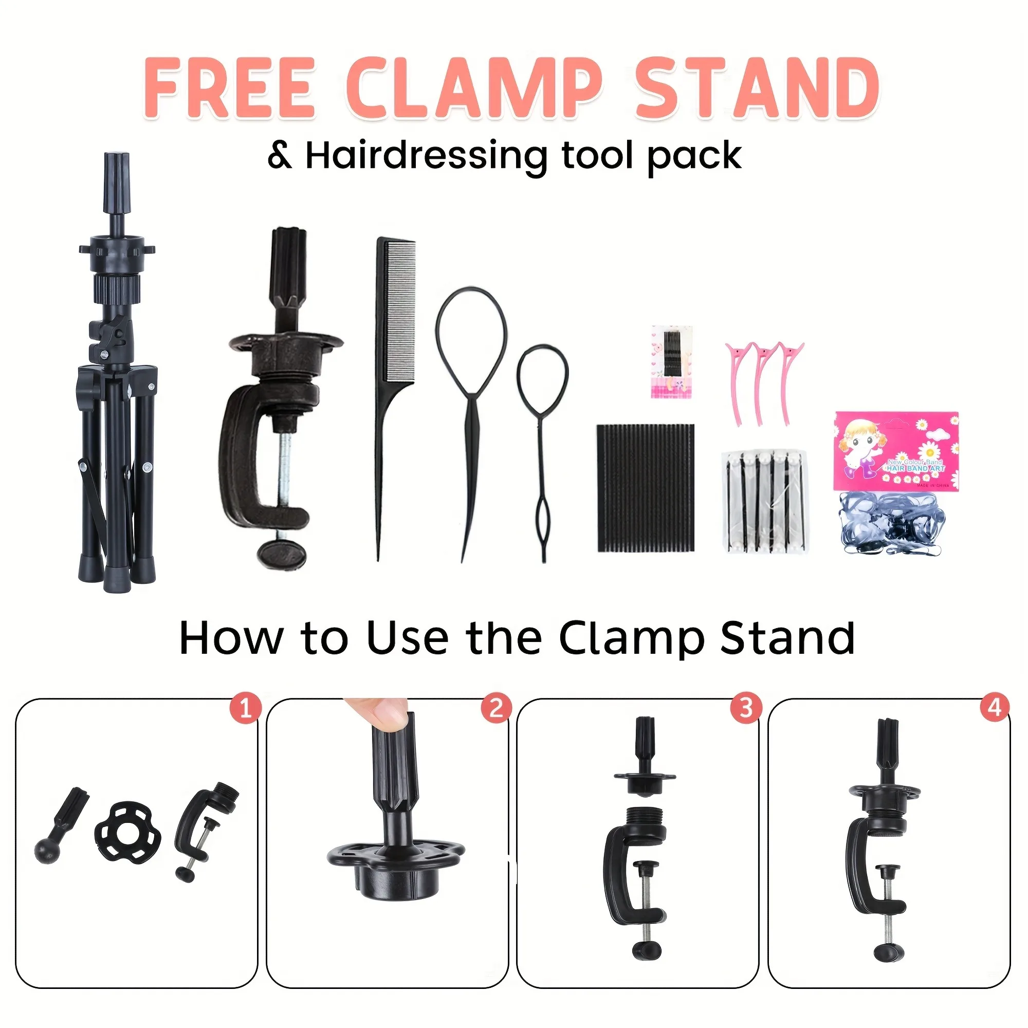 22-24'Cosmetology Mannequin Head with Free Clamp Stand and Tools for Hairdresser Styling Practice 80% Real Hair Manikin Headdoll