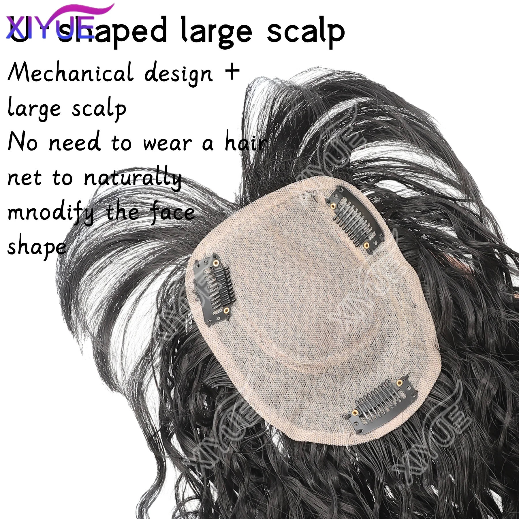 XIYUE Synthetic 3D Bangs Invisible Seamless Head Hair Water Ripple Hair Air Bangs Head Overhead Natural Invisible Replacement