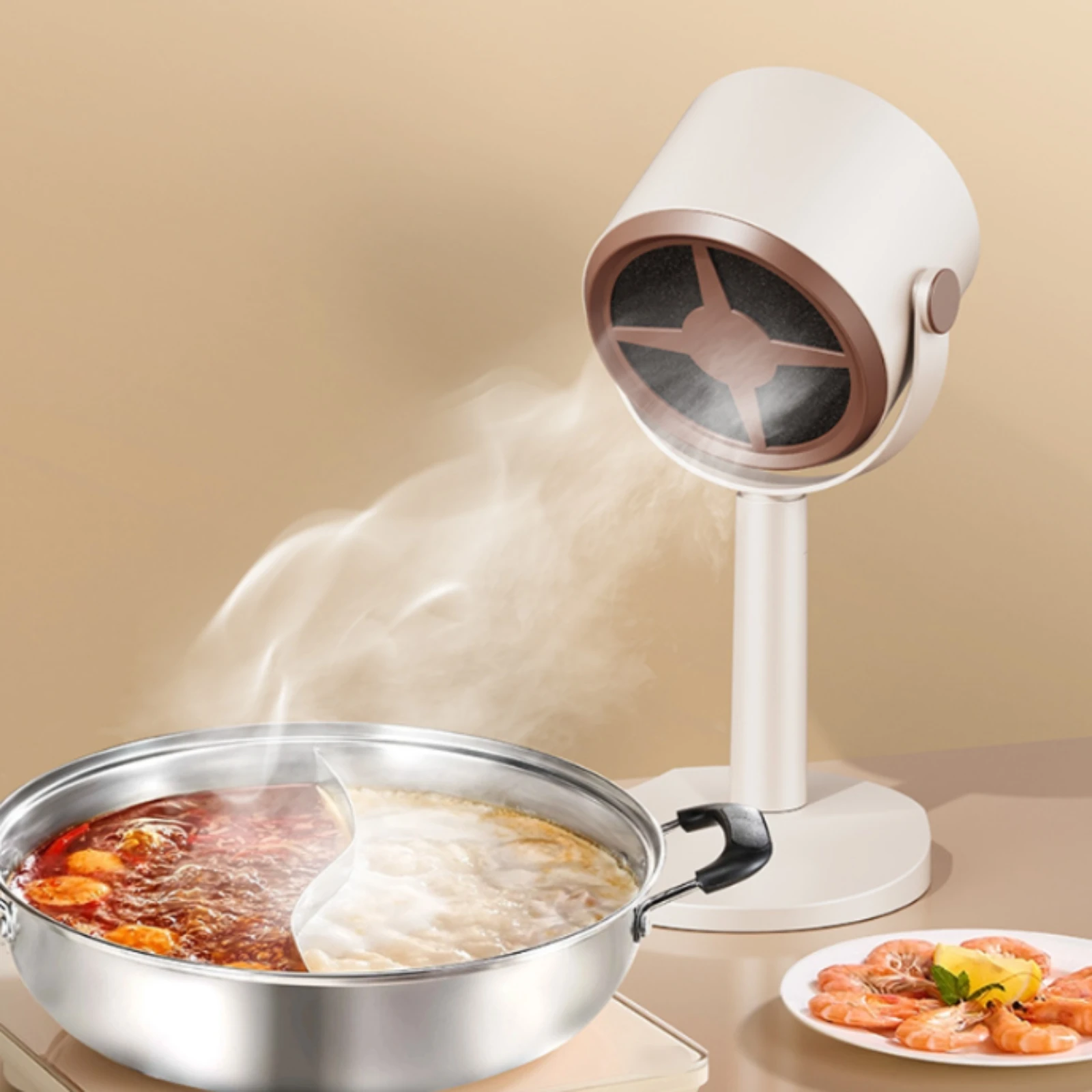 Desktop Range Hood Oval Base Tabletop Extractor Hood Portable Kitchen Exhaust Fan Adjustable Angle Home Appliance Mesh Filter 2