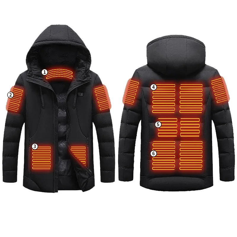 

Winter Heated Jackets Men Hooded Down Cotton Quilted Parkas Outdoor Fishing Camping Climbing Hiking Bomer Jacket Warm CoatsM-6XL