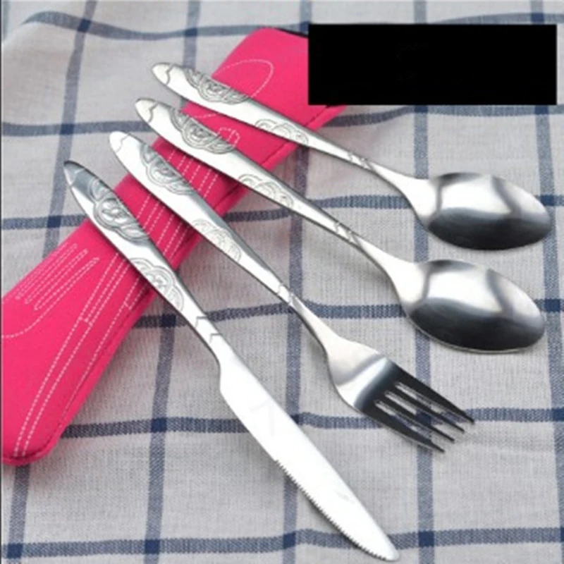 Portable Printed Knifes Fork Spoon Stainless Steel Dinnerware Set 3Pcs/4Pcs/7Pcs cutlery set,western style cutlery set,picnic cutlery set,stainless steel cutlery set,picnic tableware,camping cutlery set