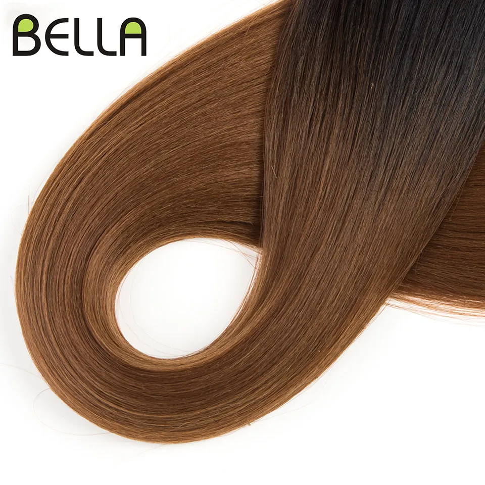 Bella Synthetic Hair Bundles 36Inch Straight Hair Extensions 130G Ombre Blonde 613 Black Color BIO Synthetic Weave Ponytail hair extensions