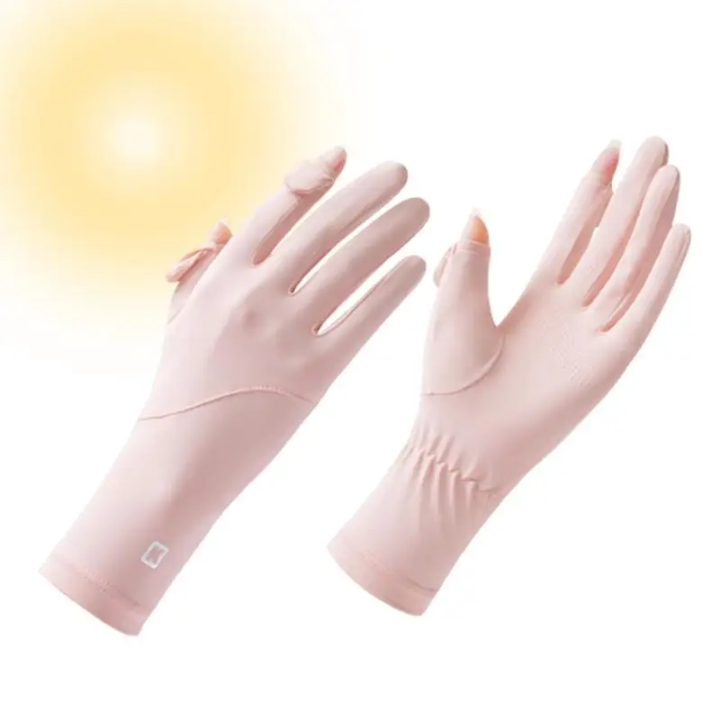 

Women Gloves Summer Ice Silk Mittens Anti-Slip Sunscreen Cycling Driving Gloves Stretch Thin Gloves