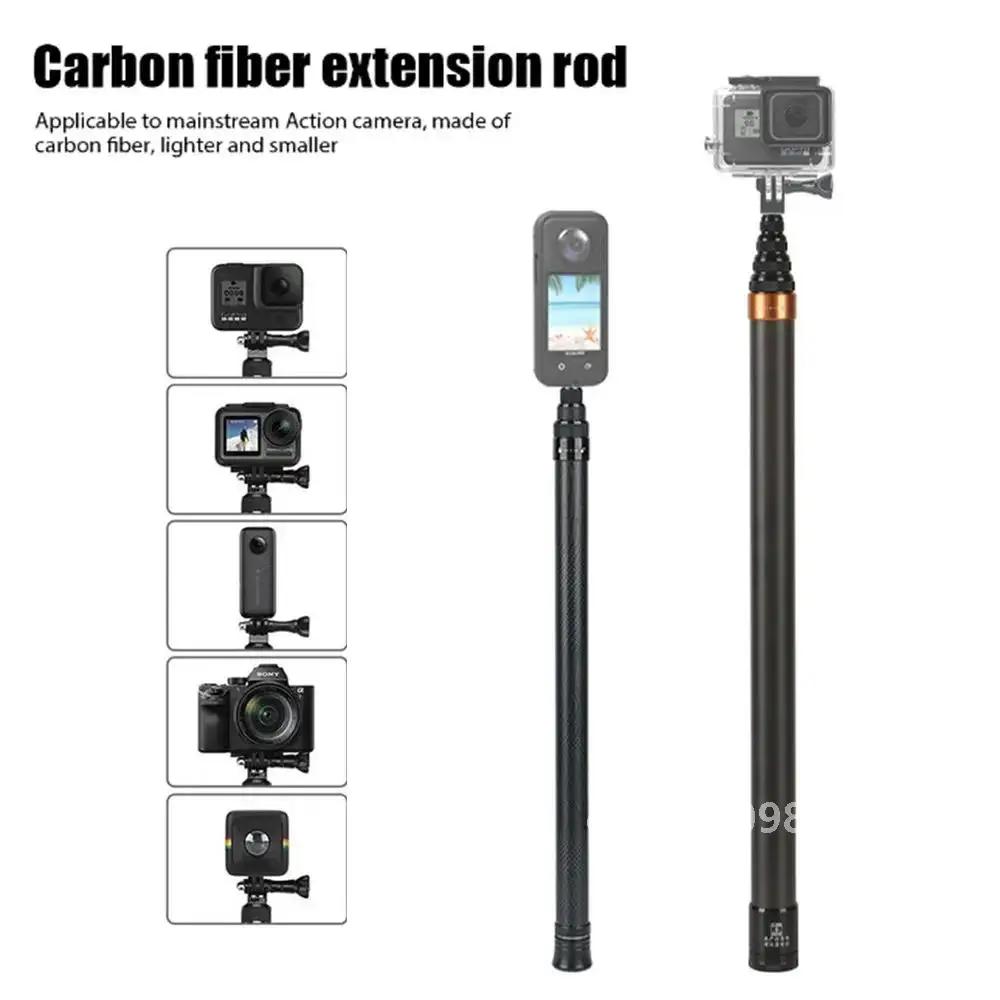 300CM Super Long Carbon Fiber Invisible Selfie Stick for Insta360 X3 /Action 3 /GoPro 12 11 10 9 8 Sports Camera Selfie Stick