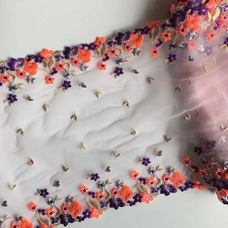 Двусторонняя оранжевая кружевная отделка, 1 метр, костюм для танцев, платье, бюстгальтер, нижнее белье, постельное белье, ткань для шитья одежды