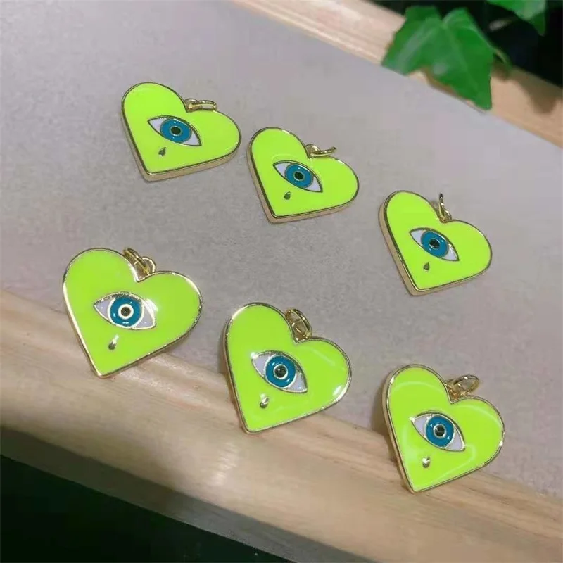 2Pcs Colorful Heart angel eyes pendant,color plating charm jewelry,fashion jewelry pendant Necklace 2Pcs Colorful Heart angel e